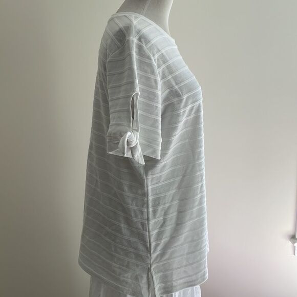 NWT textured T shirt open sleeves ties split sides women’s large Liz Claiborne - Picture 7 of 8